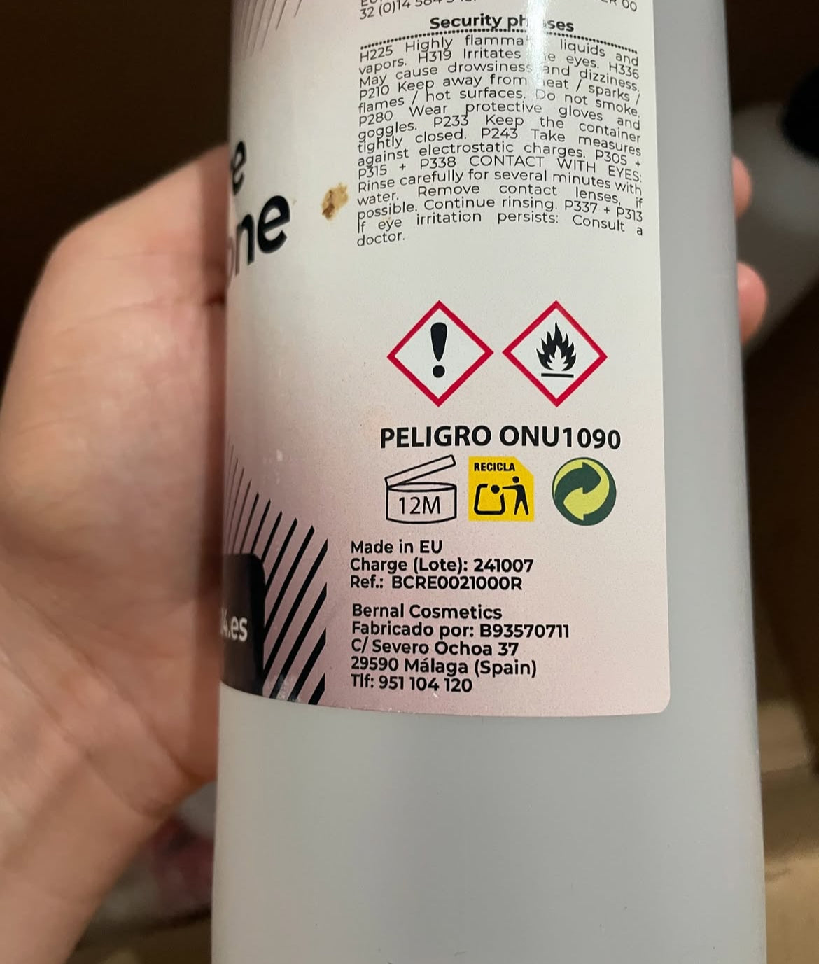 Acétone pure made in Spain / Dose de 60 ml