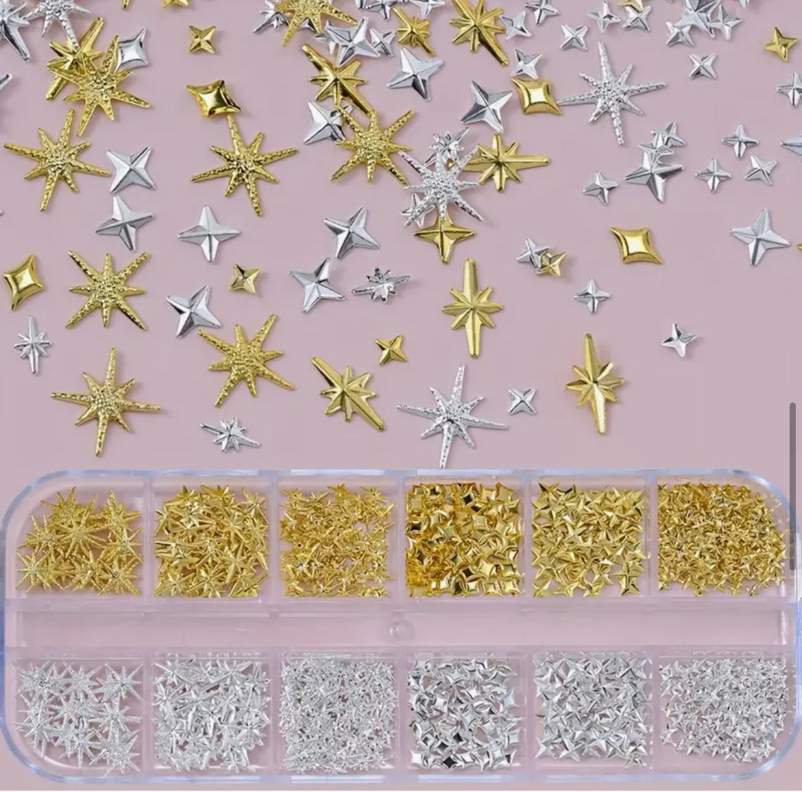 Déco étoiles 12 cases argenté + doré