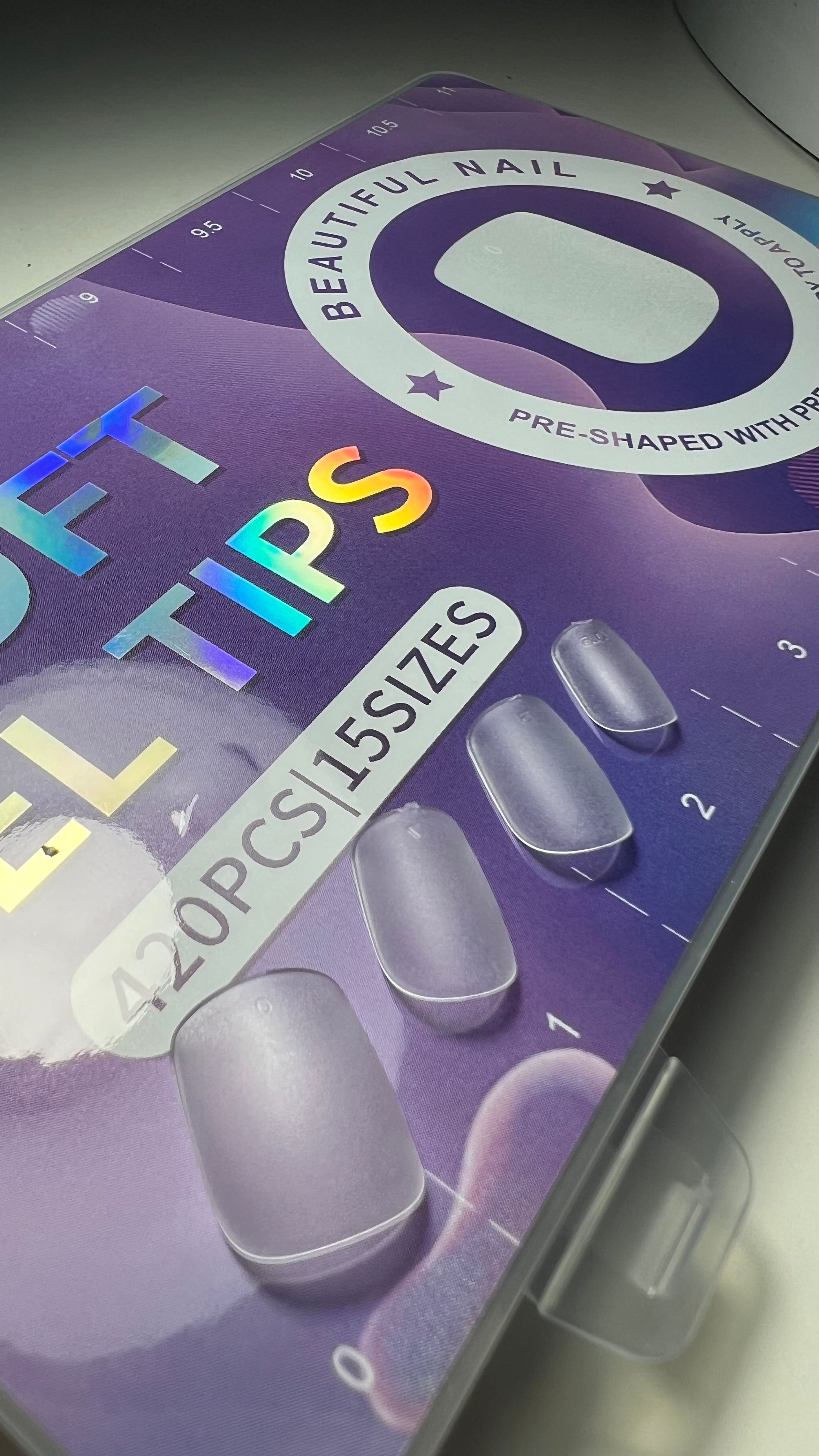 Capsules soft gel matte 420 pcs 15 tailles forme carrée courte