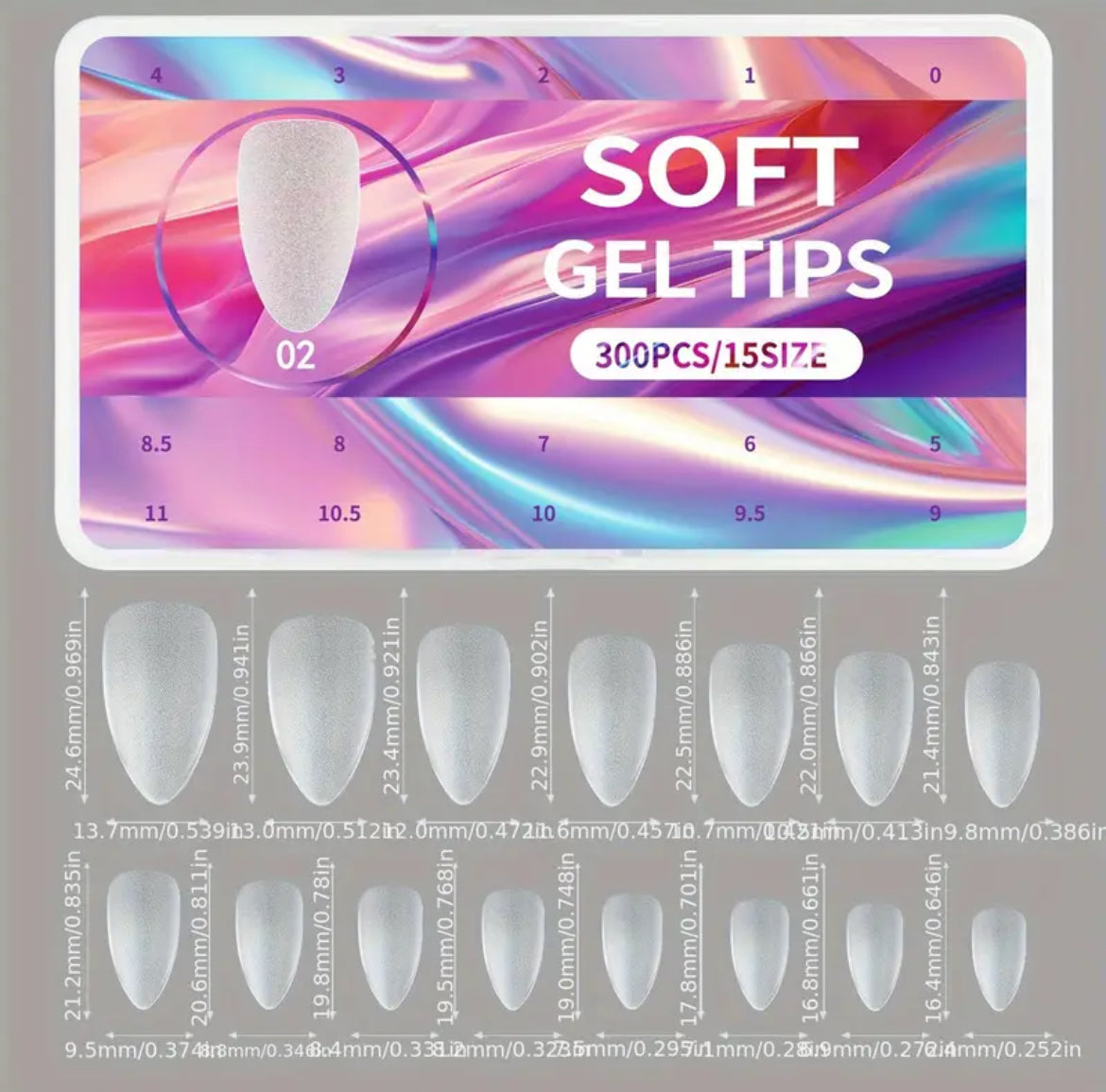 Capsules soft gel Forme amande moyenne mattifié 300 pcs / 02