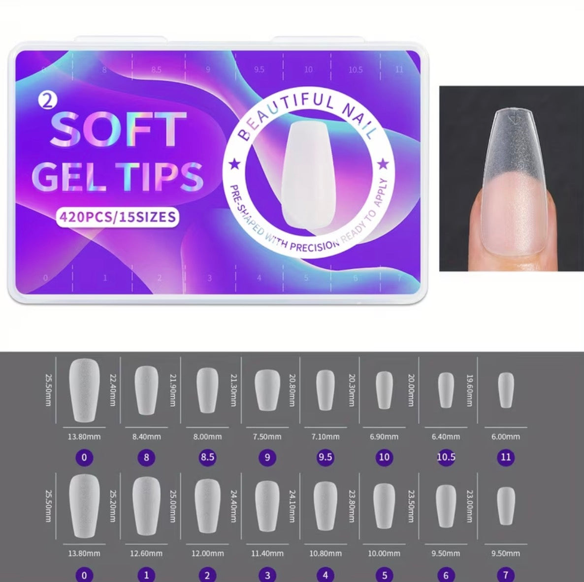 Soft gel forme ballerine matte 420 pcs