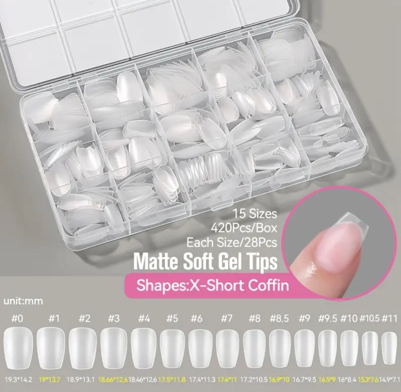 Capsules forme ballerine courte matte 420 pcs