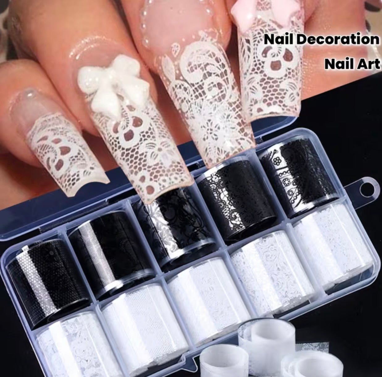 Transfer foil dentelle noire et blanc