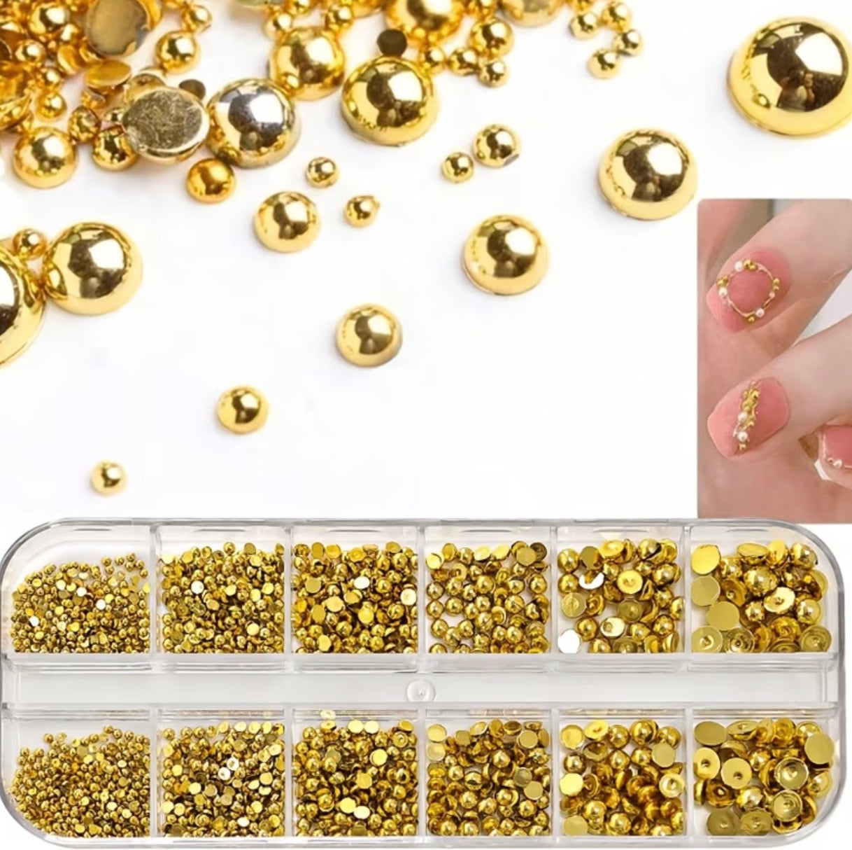 Perles demi sphere doré 12 grilles