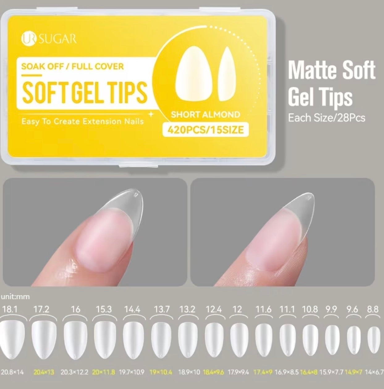 Capsules amande courte matte 420 pcs Ur sugar